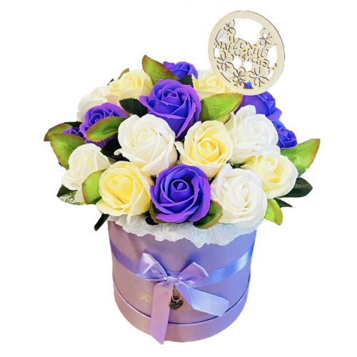 Flower Box z Różami mydlanymi dla Nauczycieli Wychowawcy + napis