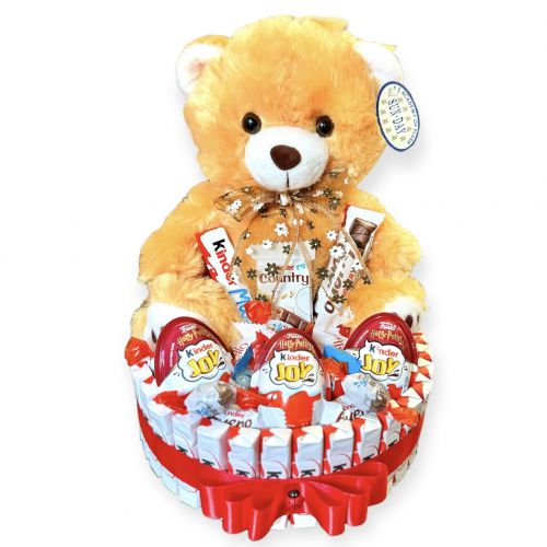 Tort Kinder miś maskotka Zestaw prezentowy